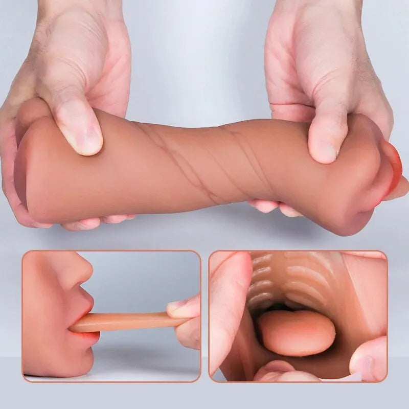 3 IN 1 Sex Toys Masturbation For Men Deep Throat Artificial Real Pussy Oral Male MasturbatorBlowjob Realistic Rubber Vagina 18+